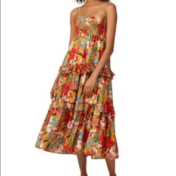 NICHOLAS Dresses & Skirts - Nicholas Size 16 Smocked Floral Tiered Smocked Adjustable Strap Dress